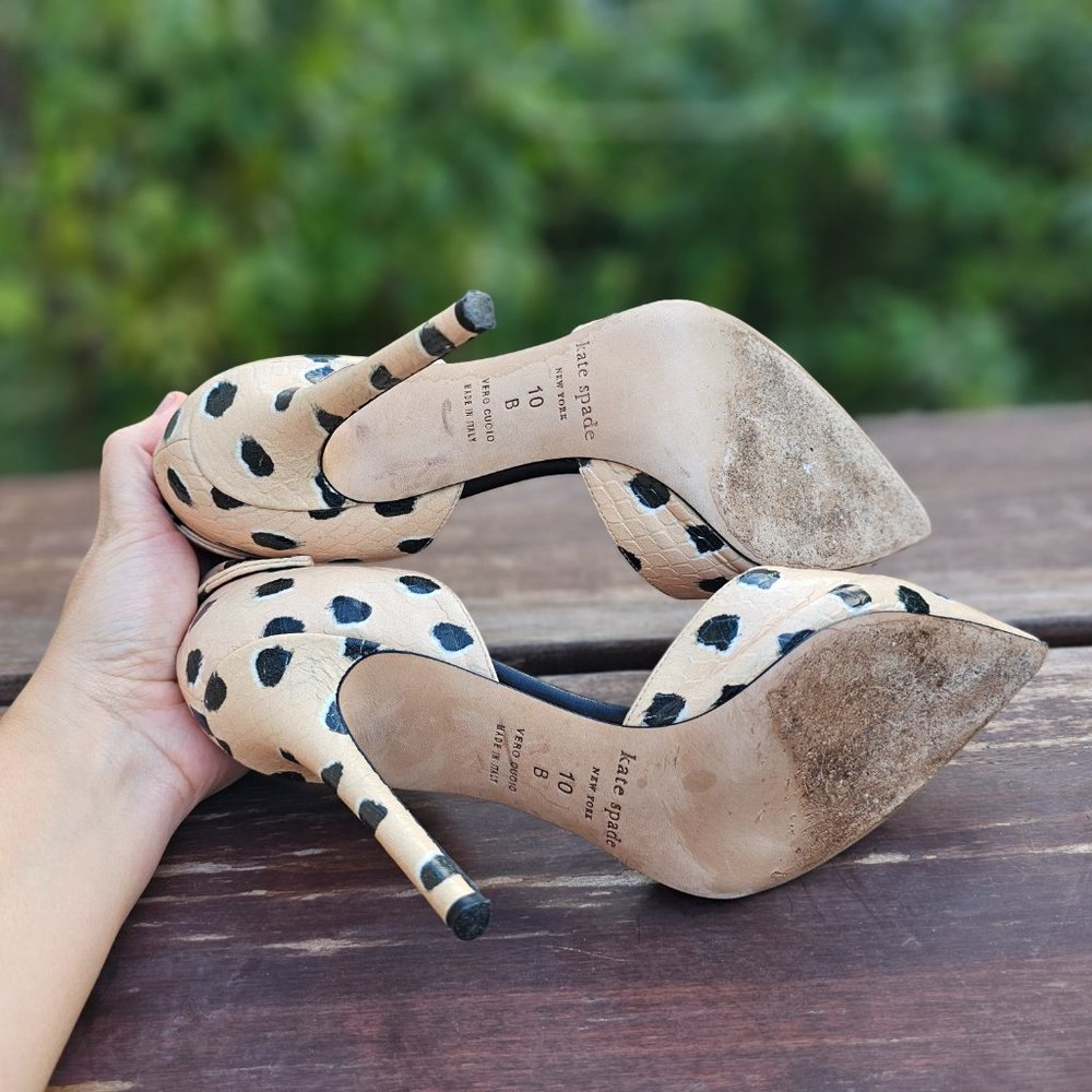 Kate Spade Polka Dot High Heels Shoes Evening Shoes Dress Shoes Size 10 - Picture 9 of 13